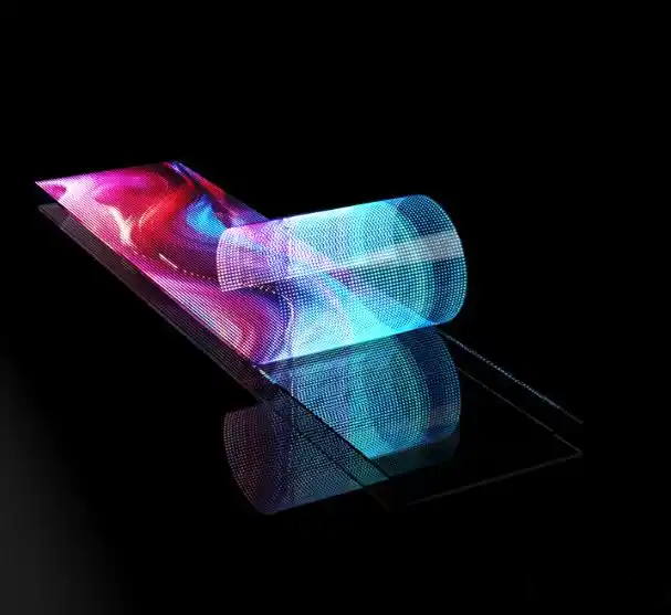 What is the current production cost of LED flexible transparent screens?